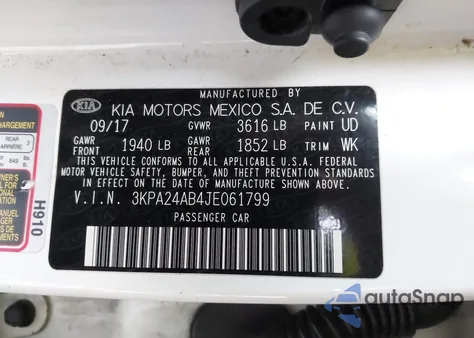 2018 Kia Rio Lx из США, поврежденный, VIN 3KPA24AB4JE061799